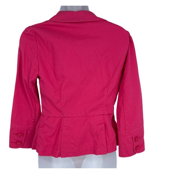 CAbi 310 Power Pink Peplum Cotton Women Single Button 3/4 Sleeve Blazer Size 4 - Picture 5 of 12